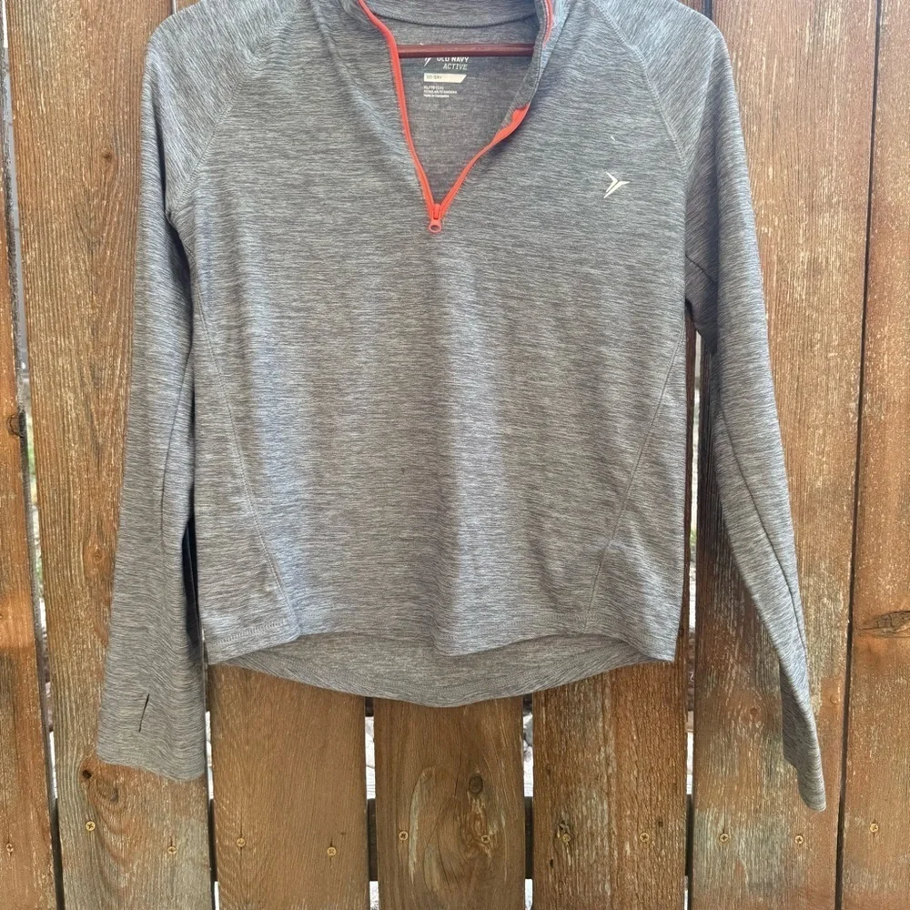 OLD NAVY Girls Gray Pullover 1/4 Zip Long Sleeve Sweatshirt Size 14